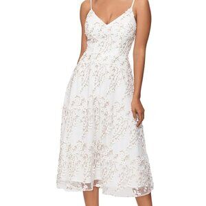 Xscape Midi Gold Lace V-Neck Dress Size 14